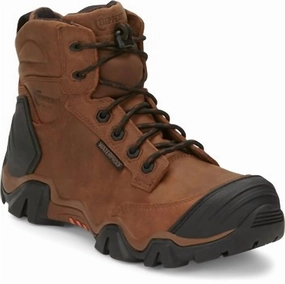 Cross Terrain 6" Waterproof Comp Toe Hiker (Wide Width) In Bourbon Brown Cheap Mens Boots & Chukkas
