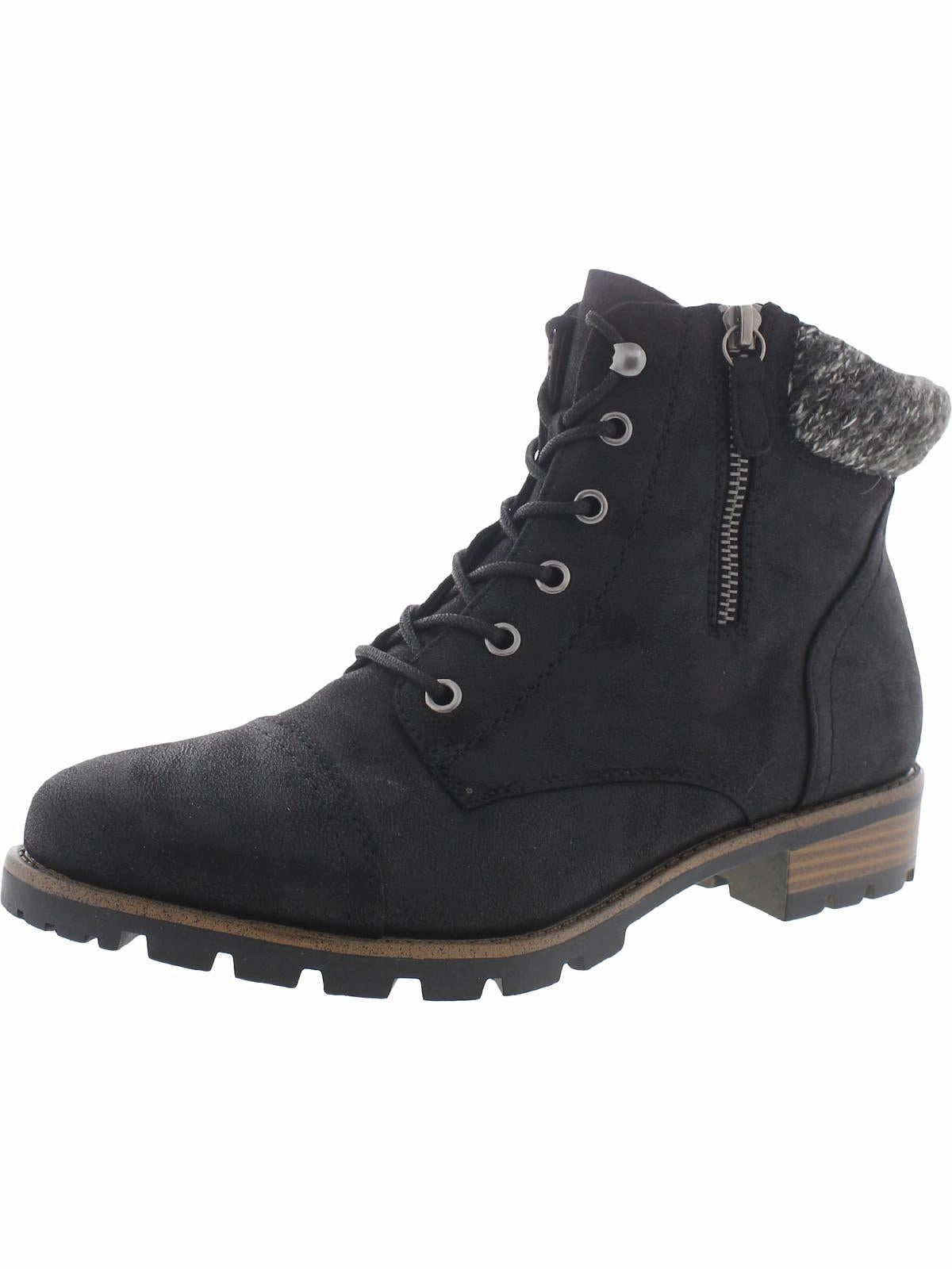 Daisy Womens Faux Fur Lace Up Ankle Boots Womens Dress Boots for less