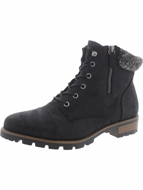 Daisy Womens Faux Fur Lace Up Ankle Boots Womens Dress Boots for less