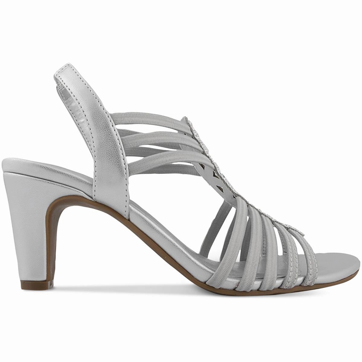 Danely Womens Faux Leather Rhinestone Slingback Sandals