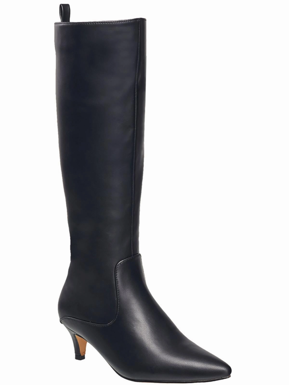DARCY Womens Faux Leather Kitten heel Knee-High Boots Hot sale Womens Boots