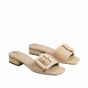 Deacon Slide Sandal In Bleached Beechwood Casual Womens Sandals on sale