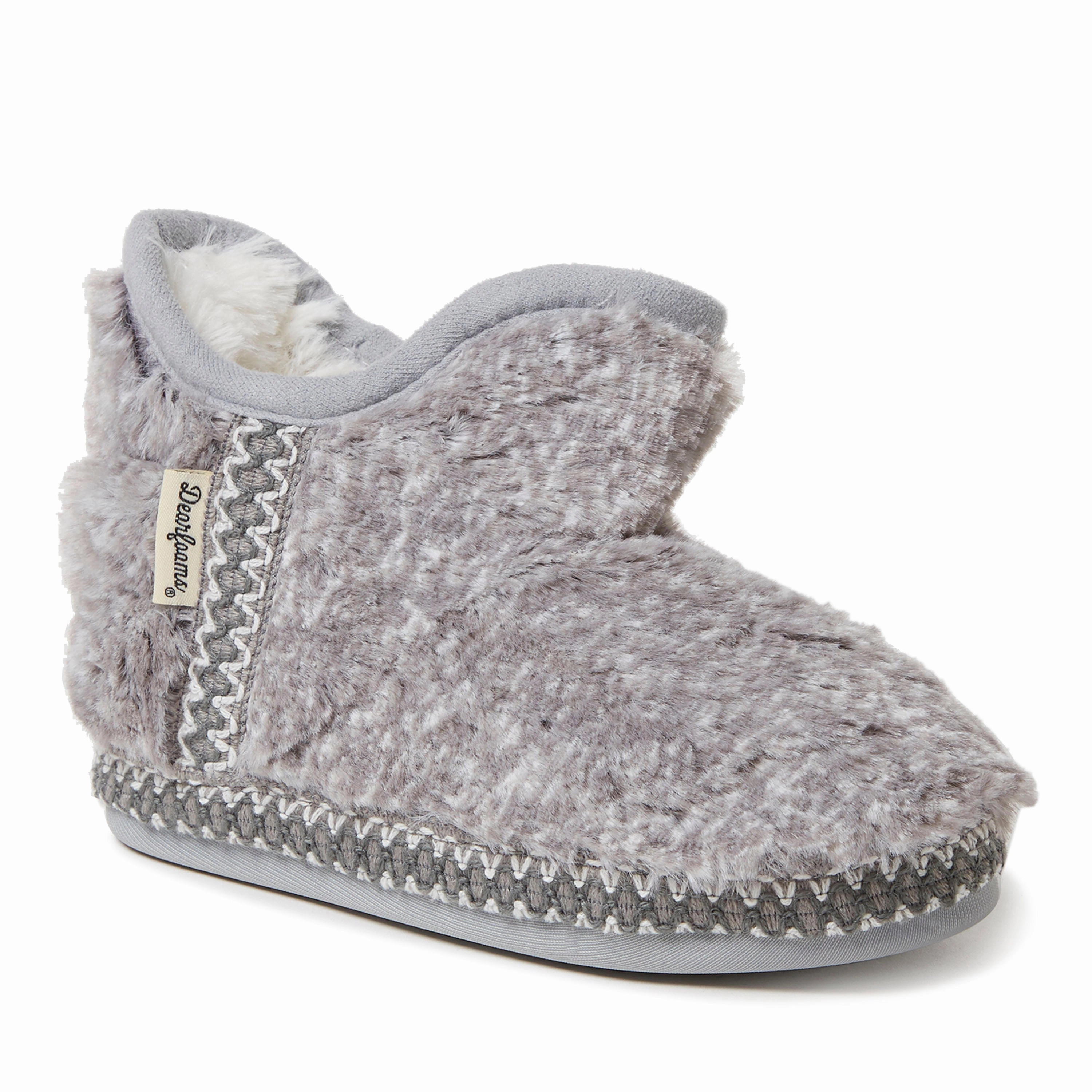 Dearfoams Kid's Girls Charlotte Pile Bootie Slippers