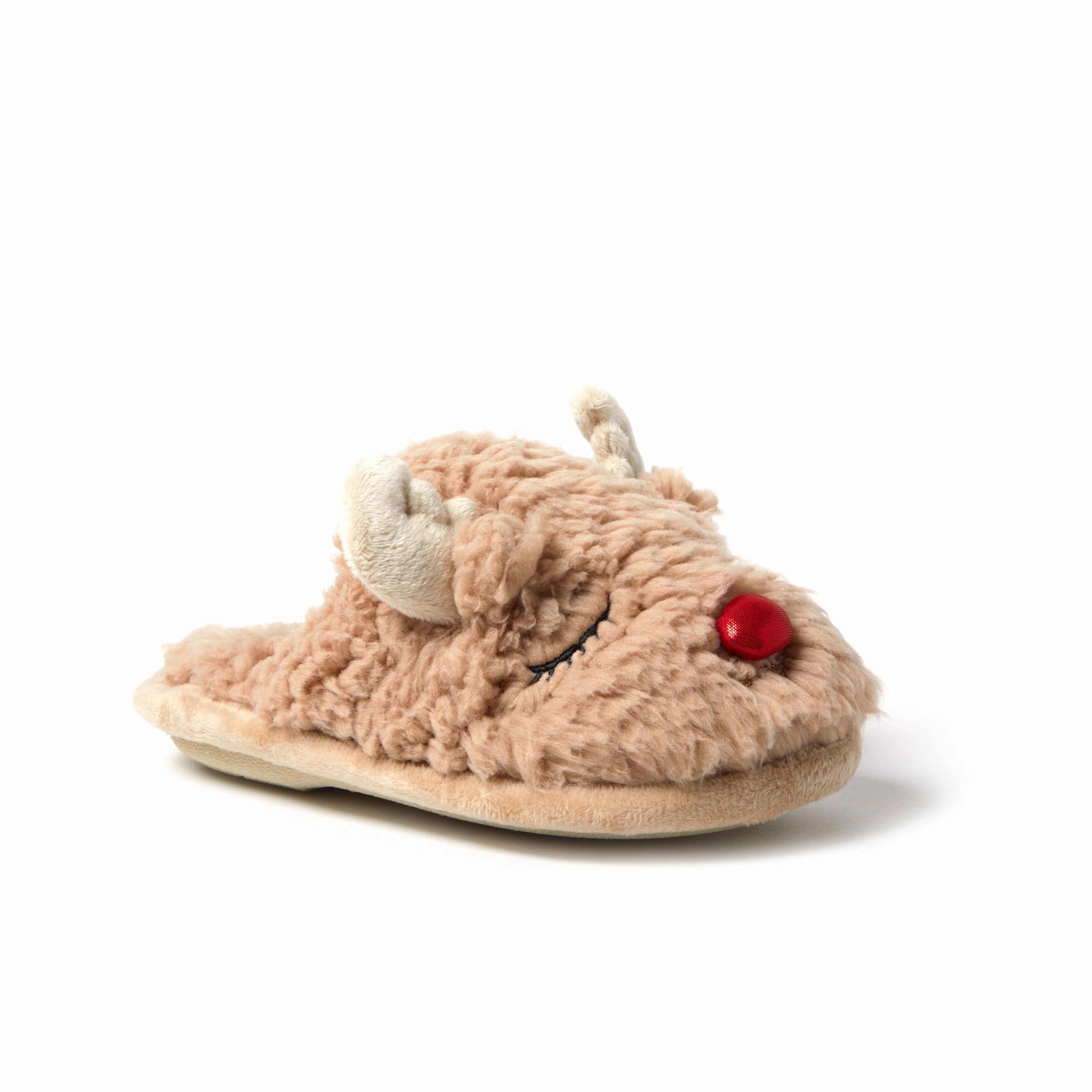 Dearfoams Kid's Reindeer Holiday Scuff Slippers