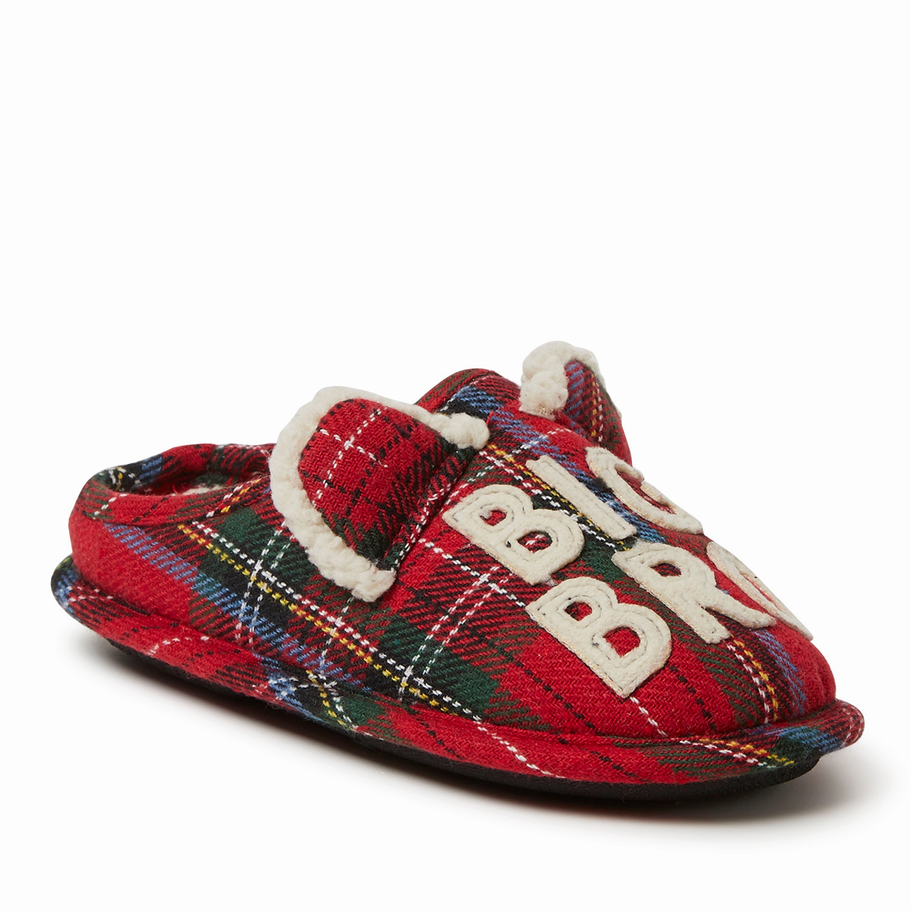 Dearfoams Kid's Remy Plaid Lil Bear Family Clog Slipper