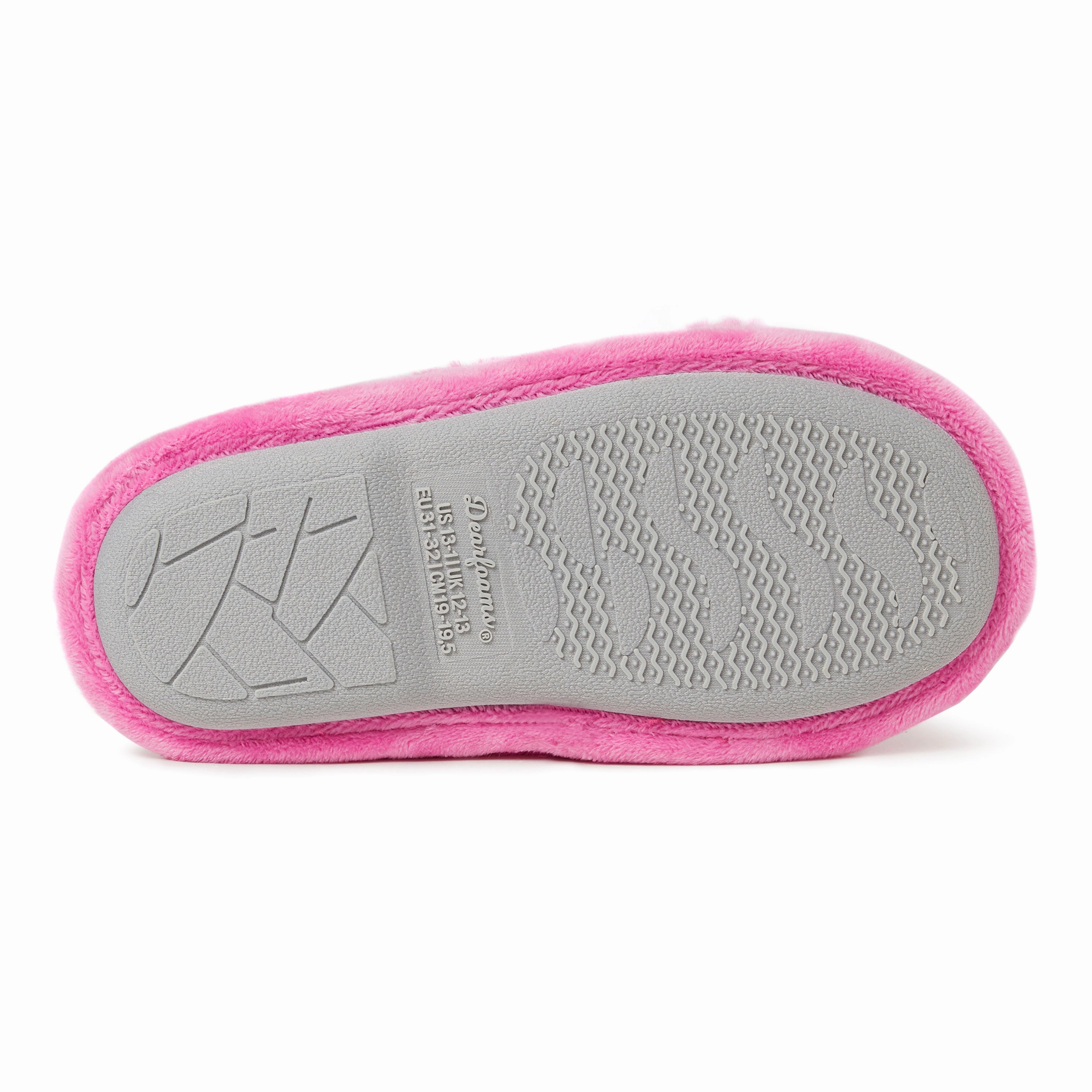 Dearfoams Kids Ava Pile Crisscross Furry Sparkle Slide Slippers