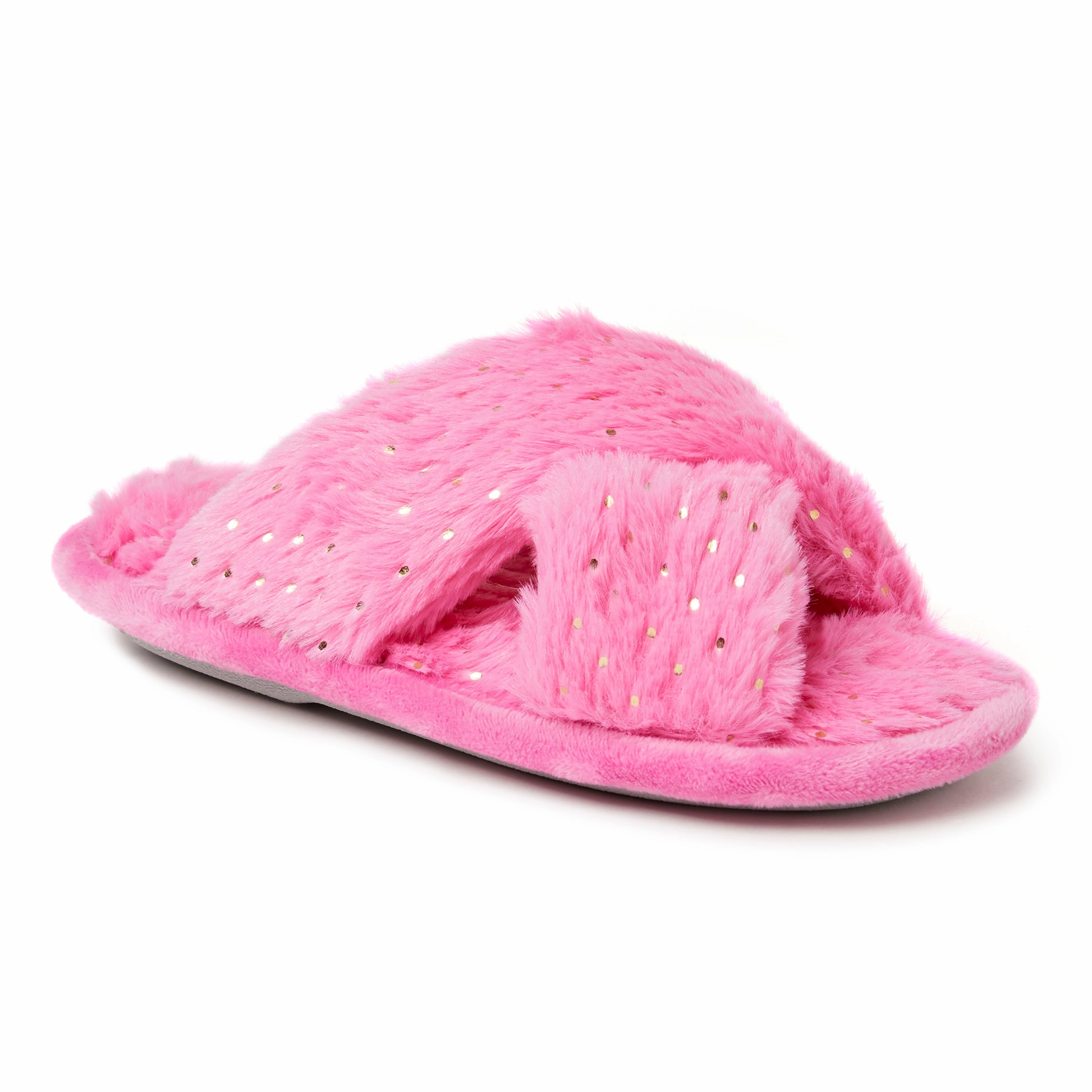 Dearfoams Kids Ava Pile Crisscross Furry Sparkle Slide Slippers Discount Girls Shoes with deals
