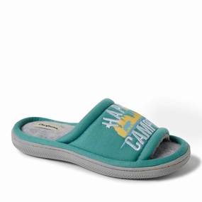 Dearfoams Kids Unisex Lennox Happy Camper Sweatshirt Slide Slipper Discount Boys Sports Shoes online