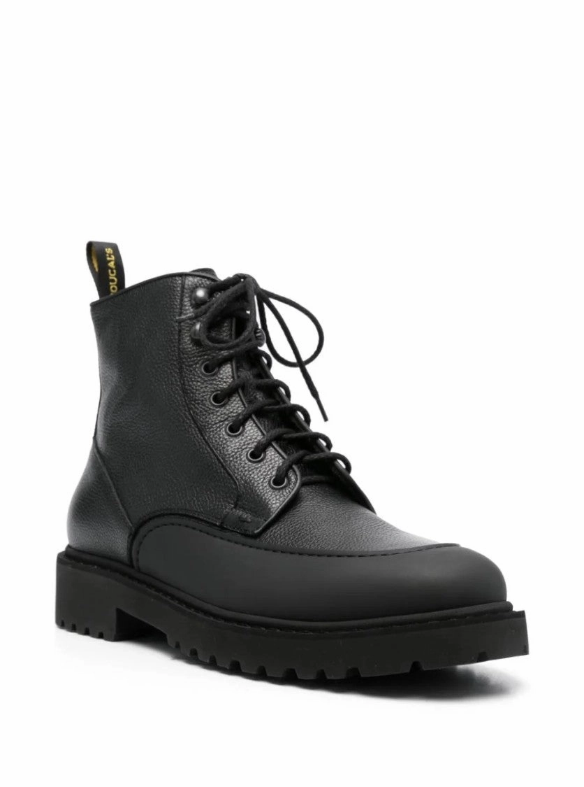 Derby Boots With Textured Leather
