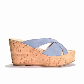 Devon Platform Wedge Sandal In Avio Suede Online store for Womens Sandals