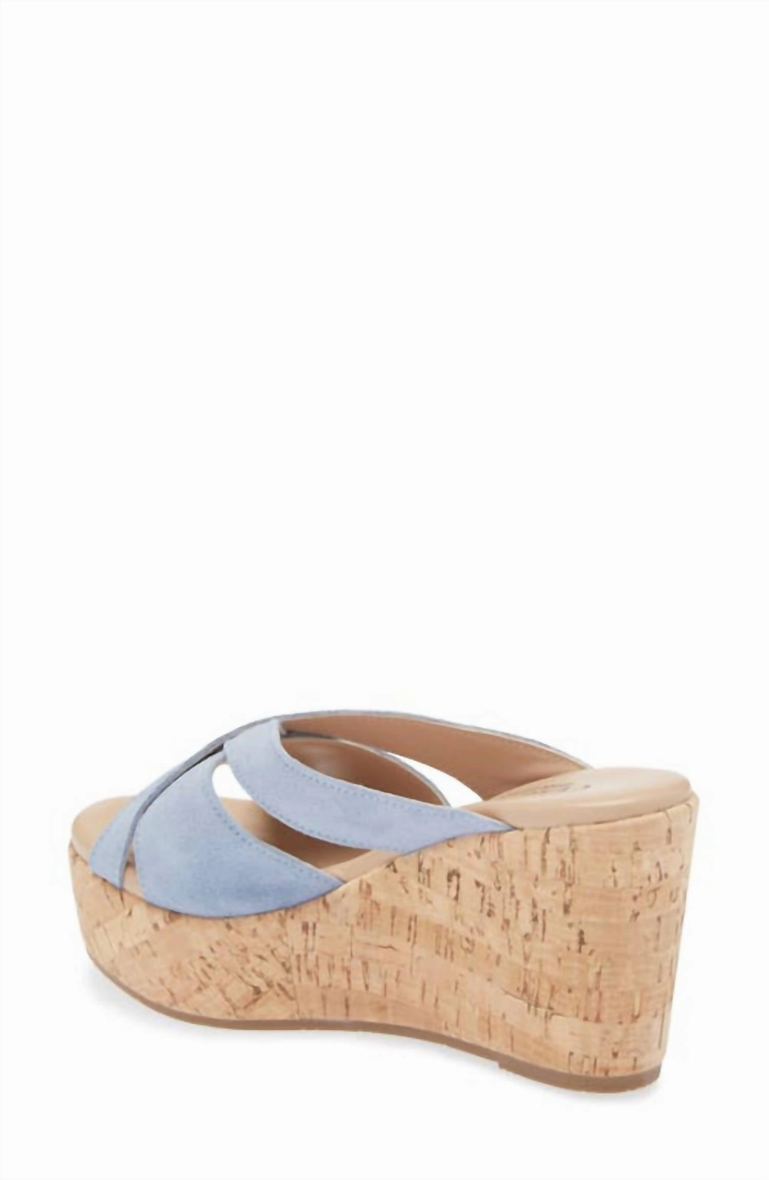 Devon Platform Wedge Sandal In Avio Suede