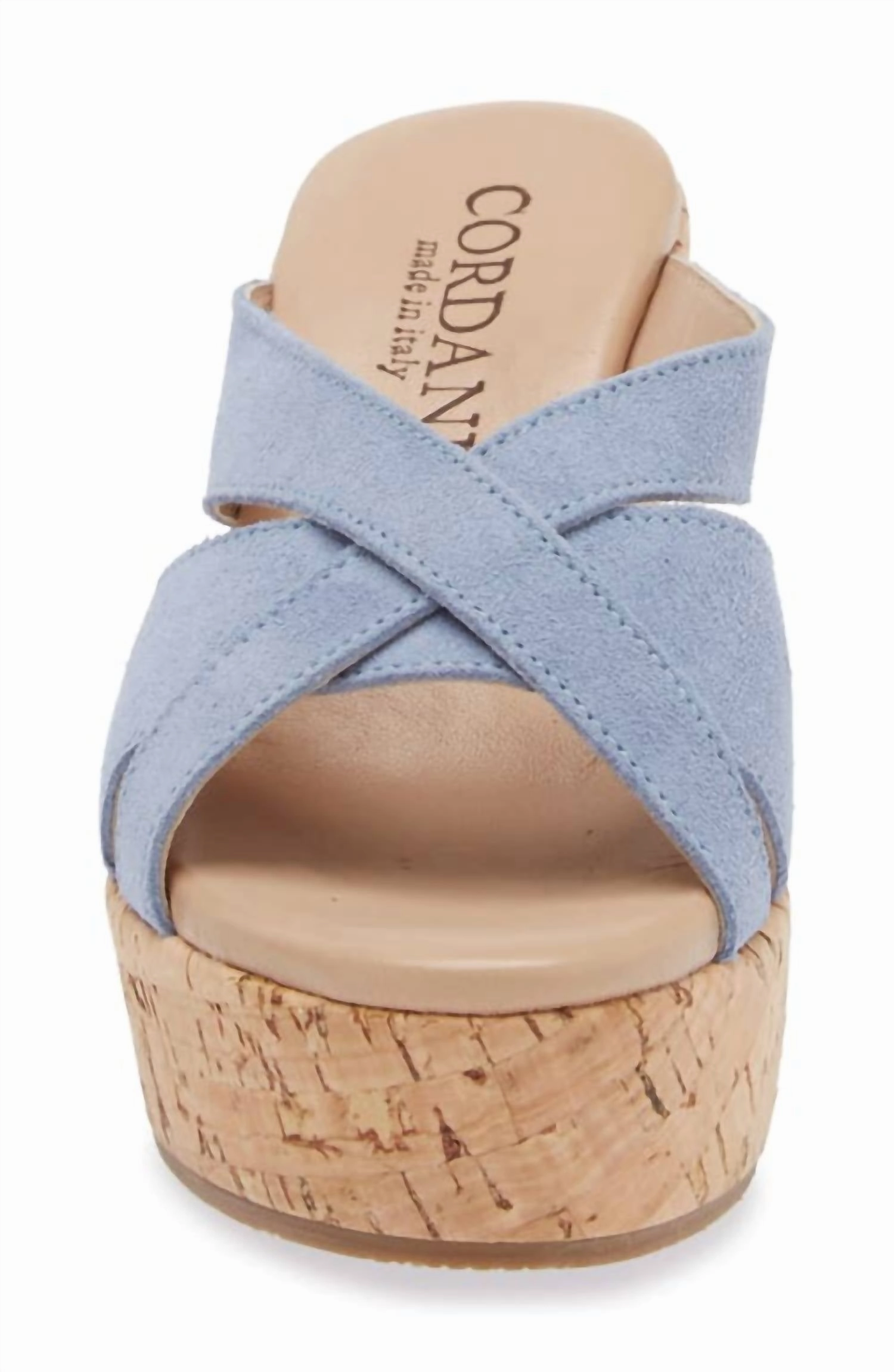 Devon Platform Wedge Sandal In Avio Suede