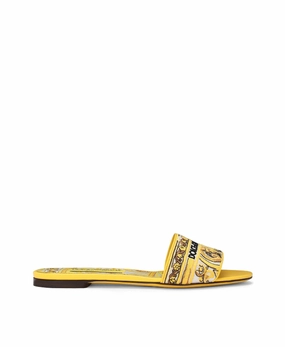 Dolce & Gabbana Bianca sliders with embroidered majolica pattern Womens Shoes cheap promo