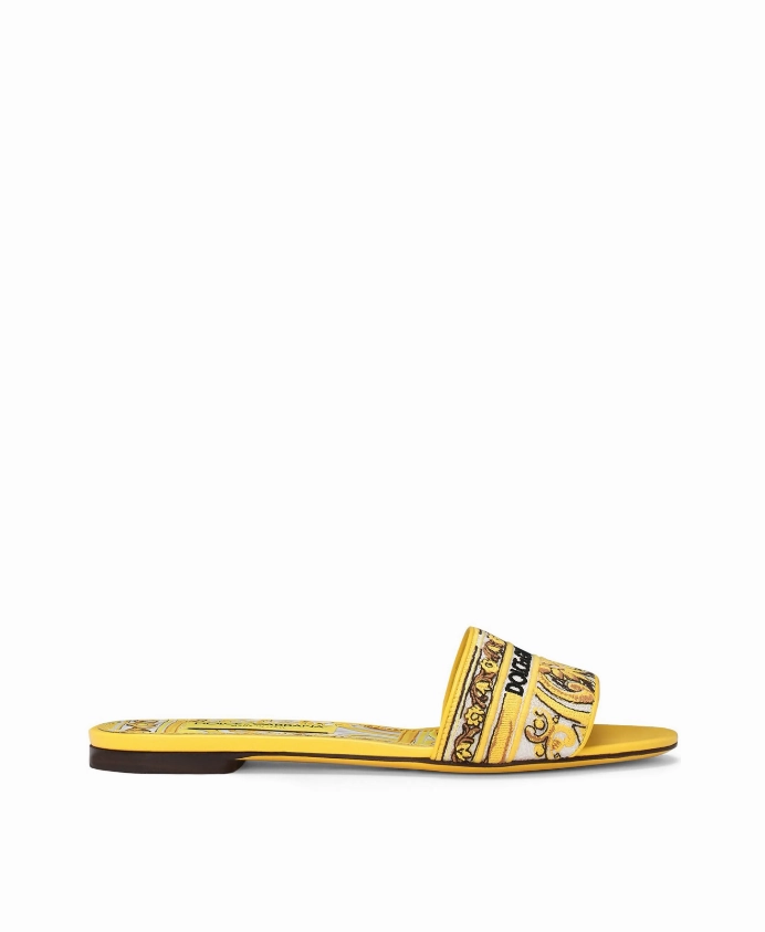 Dolce & Gabbana Bianca sliders with embroidered majolica pattern Womens Shoes cheap promo