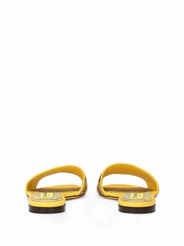 Dolce & Gabbana Bianca sliders with embroidered majolica pattern
