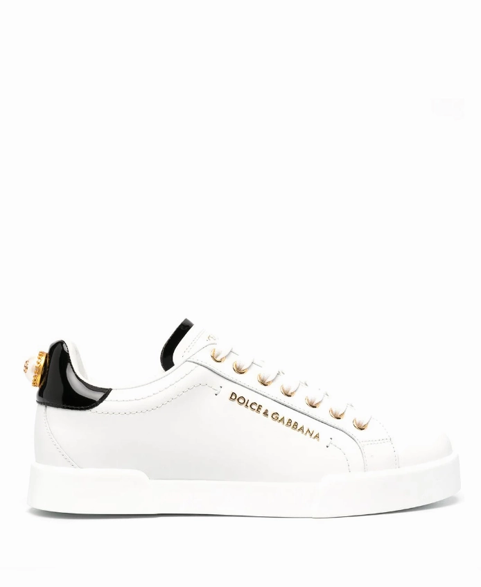 Dolce & Gabbana calfskin nappa Portofino sneakers with lettering Womens Shoes cheap promo