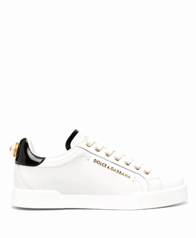 Dolce & Gabbana calfskin nappa Portofino sneakers with lettering Womens Shoes cheap promo