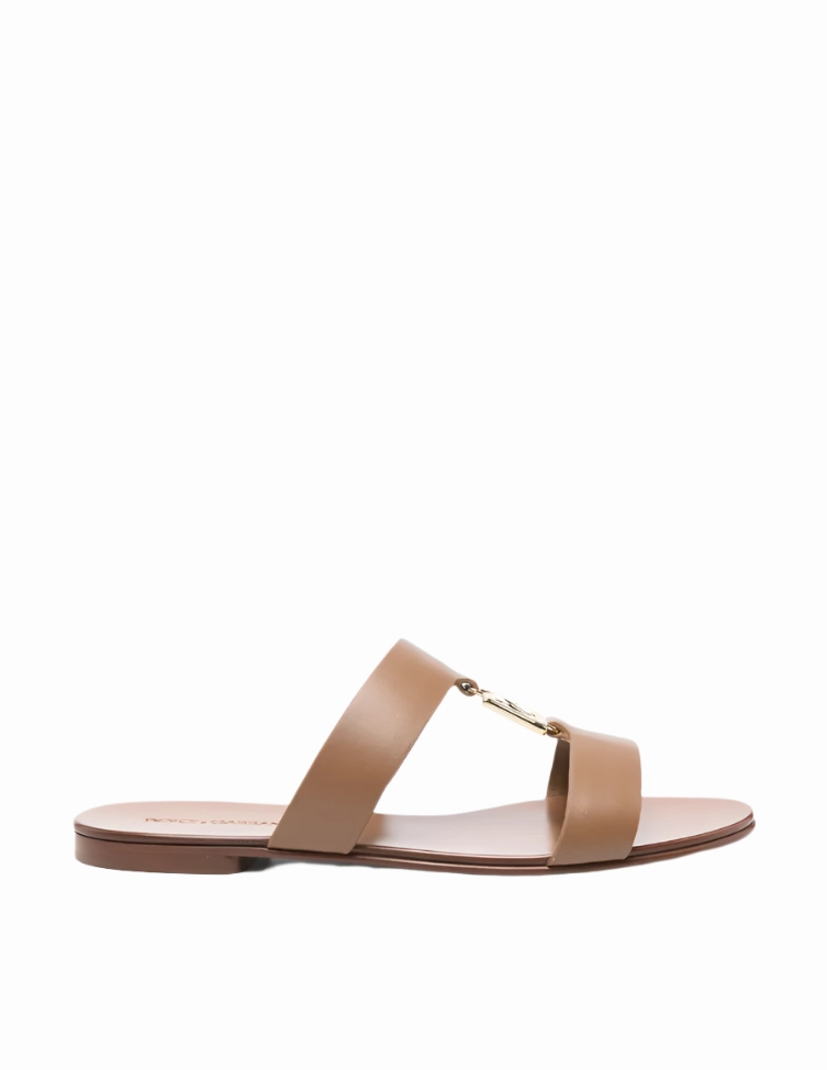 Dolce & Gabbana Calfskin sliders with DG logo Womens Shoes cheap promo