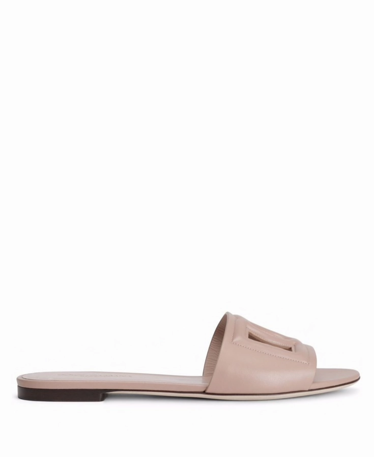 Dolce & Gabbana Calfskin slides with DG logo Womens Shoes cheap promo