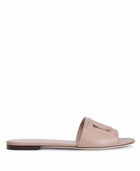 Dolce & Gabbana Calfskin slides with DG logo Womens Shoes cheap promo