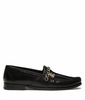 Dolce & Gabbana chain-trim leather loafers Mens Shoes online flash sale