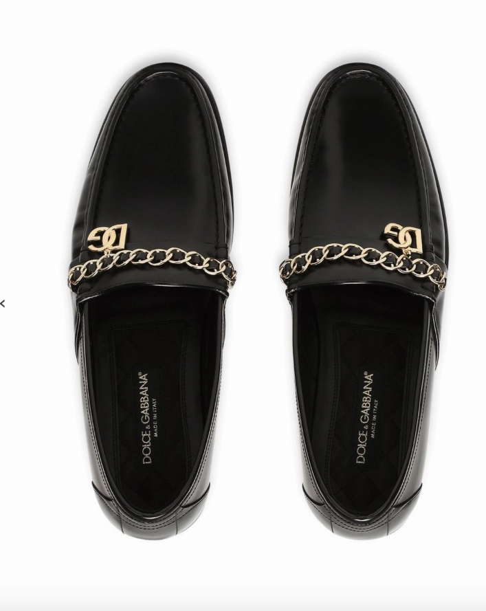 Dolce & Gabbana chain-trim leather loafers