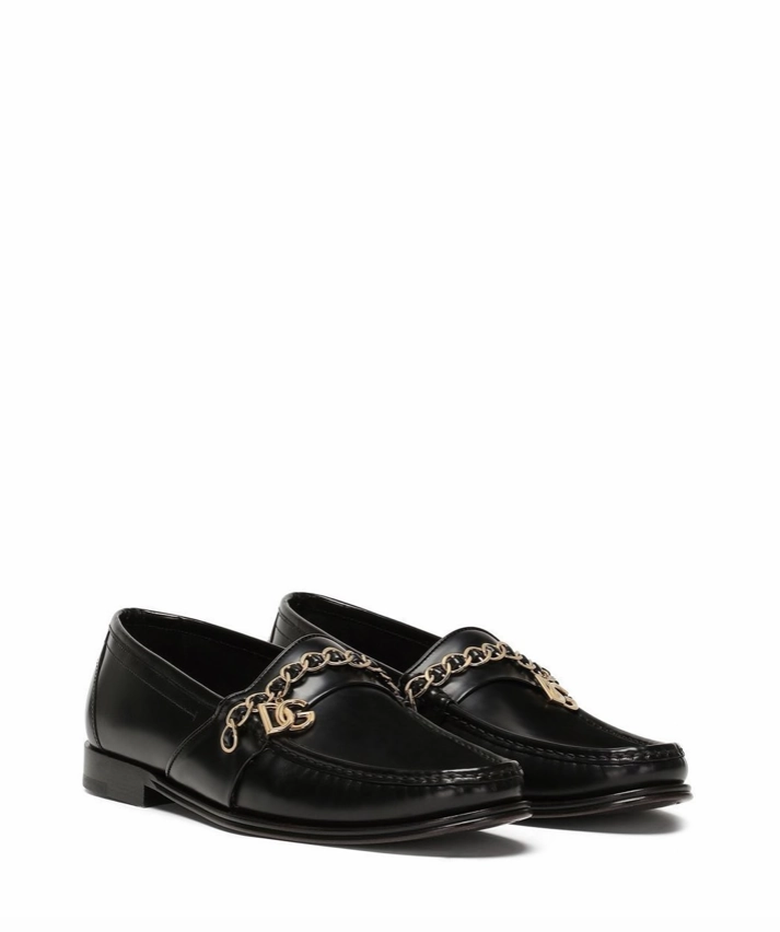 Dolce & Gabbana chain-trim leather loafers