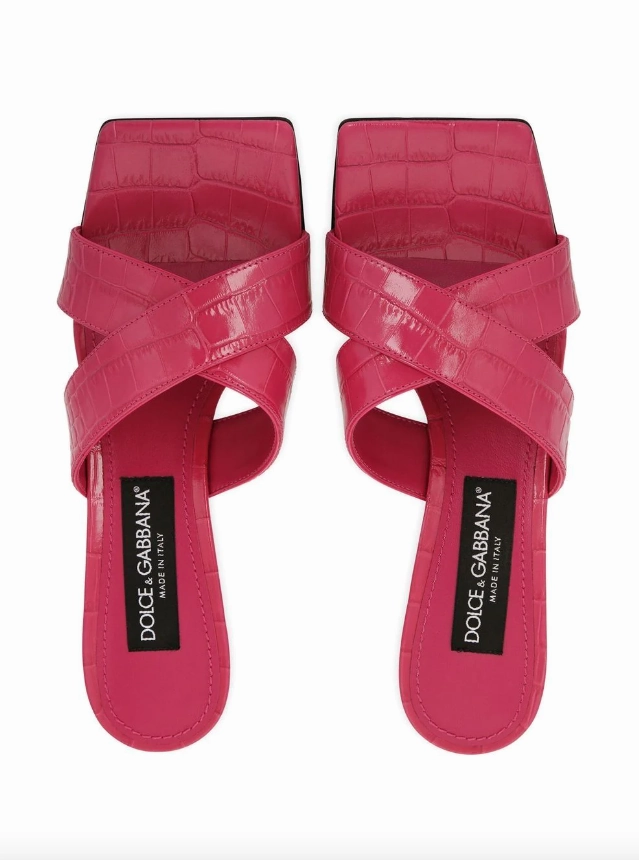Dolce & Gabbana crocodile-print calfskin mules with DG pop heel