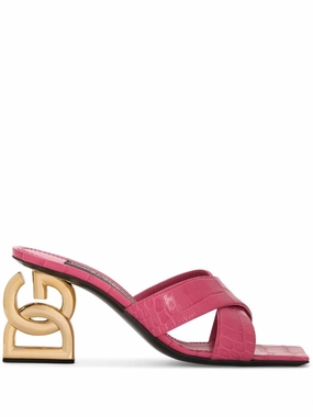 Dolce & Gabbana crocodile-print calfskin mules with DG pop heel Womens Shoes cheap promo