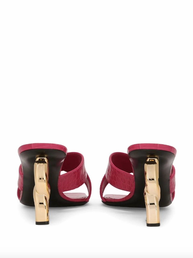 Dolce & Gabbana crocodile-print calfskin mules with DG pop heel