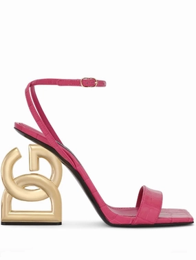 Dolce & Gabbana crocodile-print calfskin sandals with DG pop heel Womens Shoes cheap promo