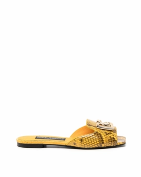 Dolce & Gabbana DG-plaque leather slides Womens Shoes cheap promo