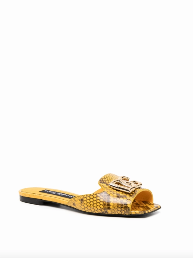 Dolce & Gabbana DG-plaque leather slides