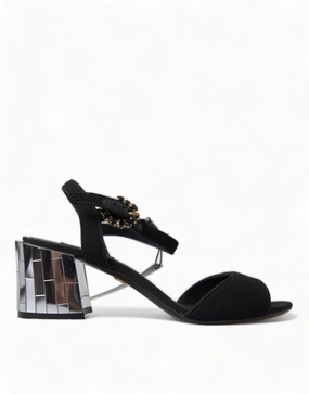 Dolce & Gabbana Elegant Ankle Strap Sandals with Mirror Women's Heels Stylish Womens Slides & Sandals