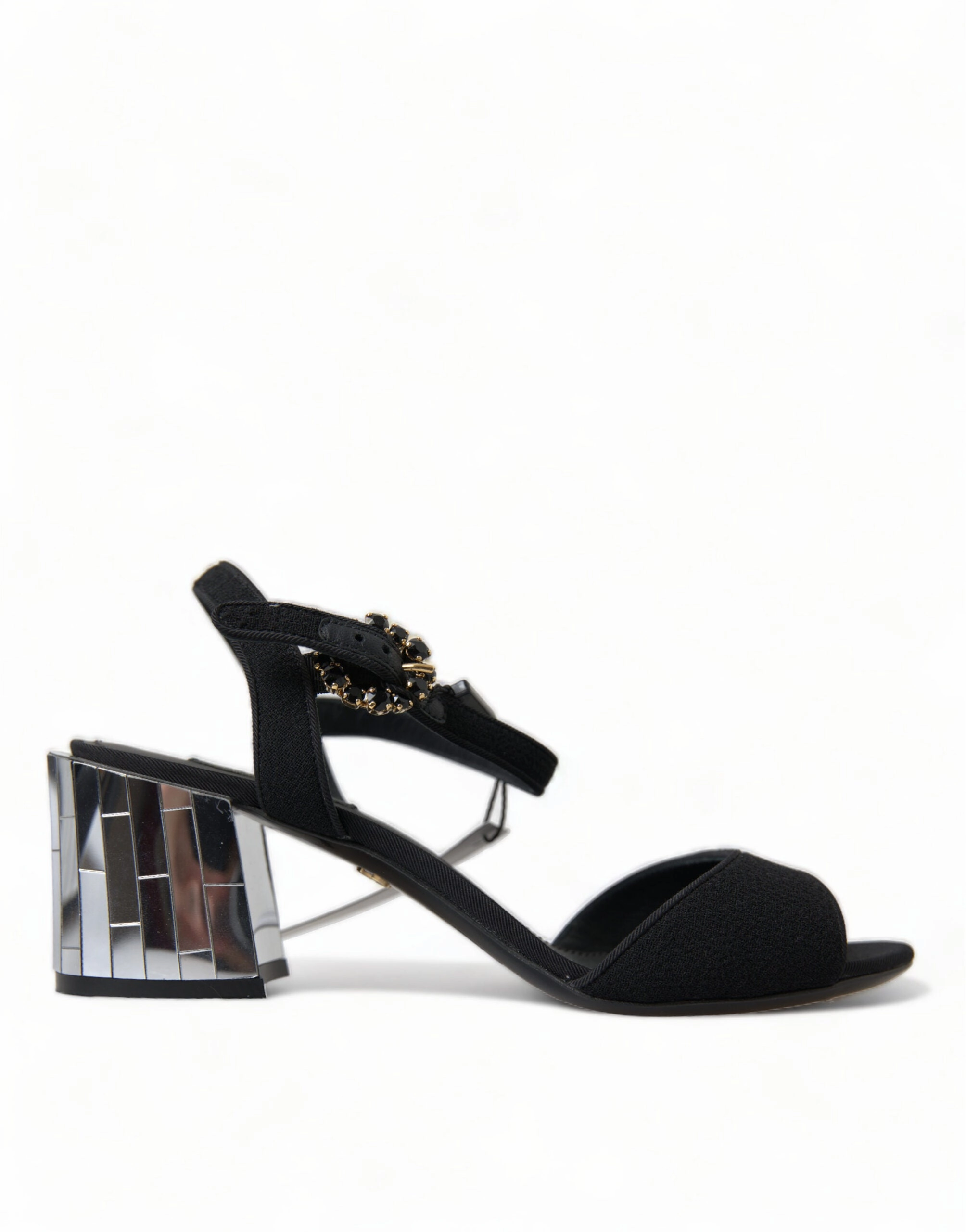 Dolce & Gabbana Elegant Ankle Strap Sandals with Mirror Women's Heels Stylish Womens Slides & Sandals