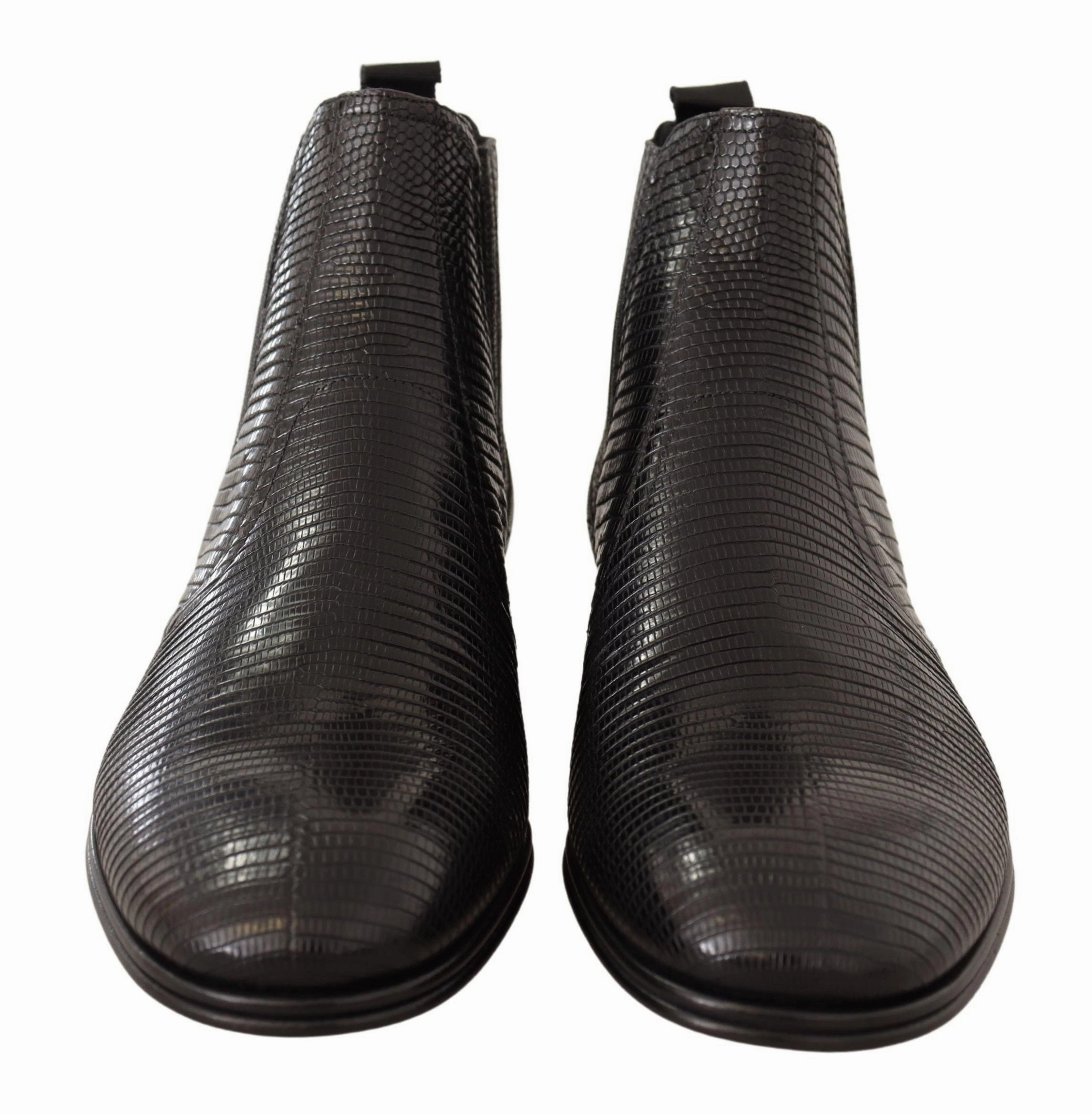 Dolce & Gabbana Elegant Leather Lizard Skin Derby Men's Boots