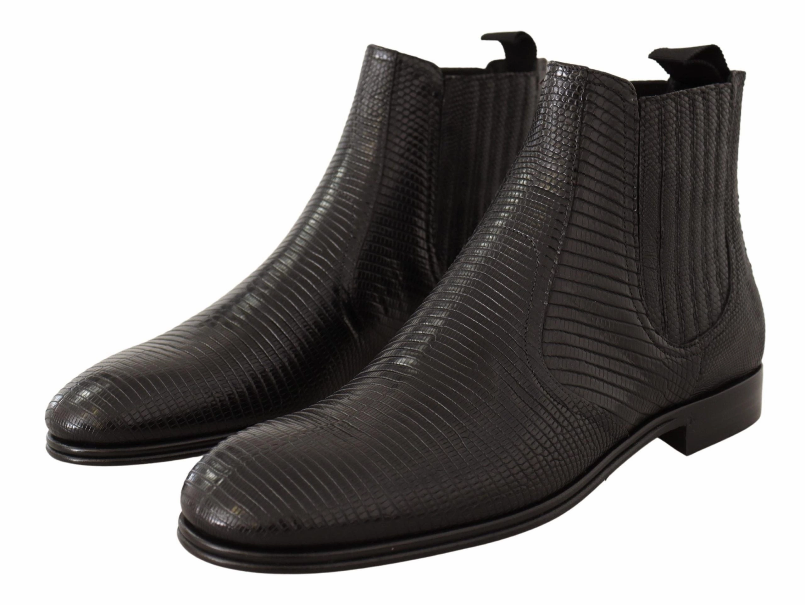 Dolce & Gabbana Elegant Leather Lizard Skin Derby Men's Boots