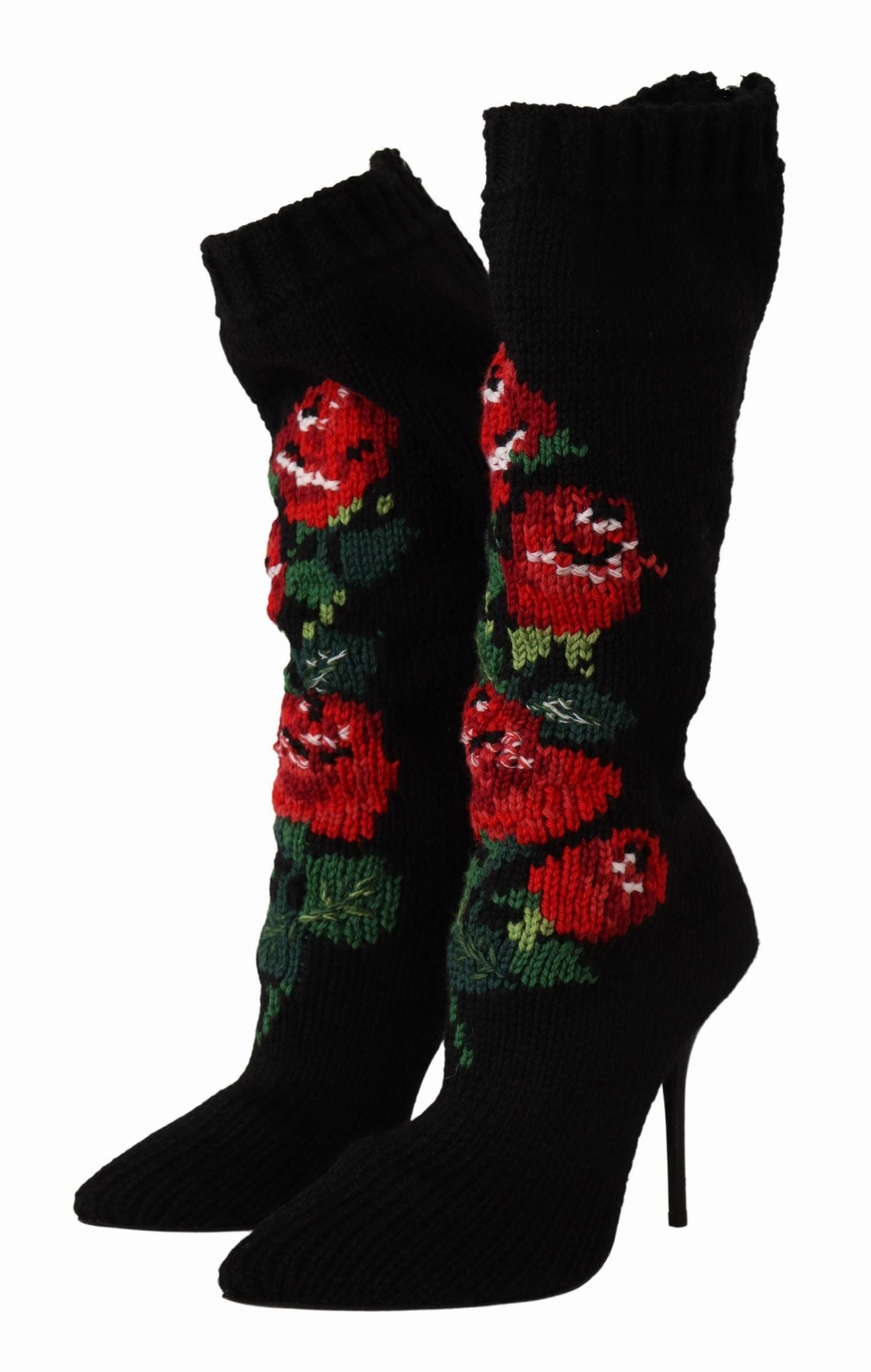 Dolce & Gabbana Elegant Sock Boots with Roses Women's Detail