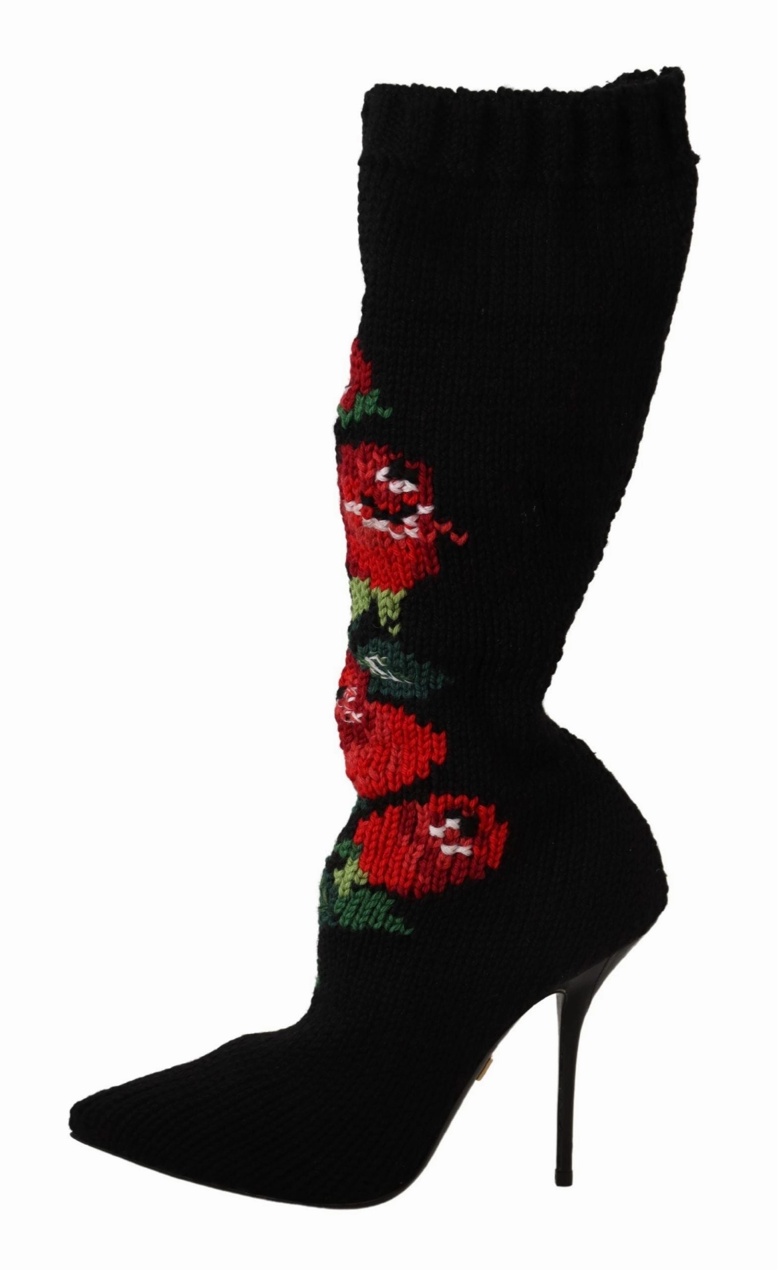 Dolce & Gabbana Elegant Sock Boots with Roses Women's Detail
