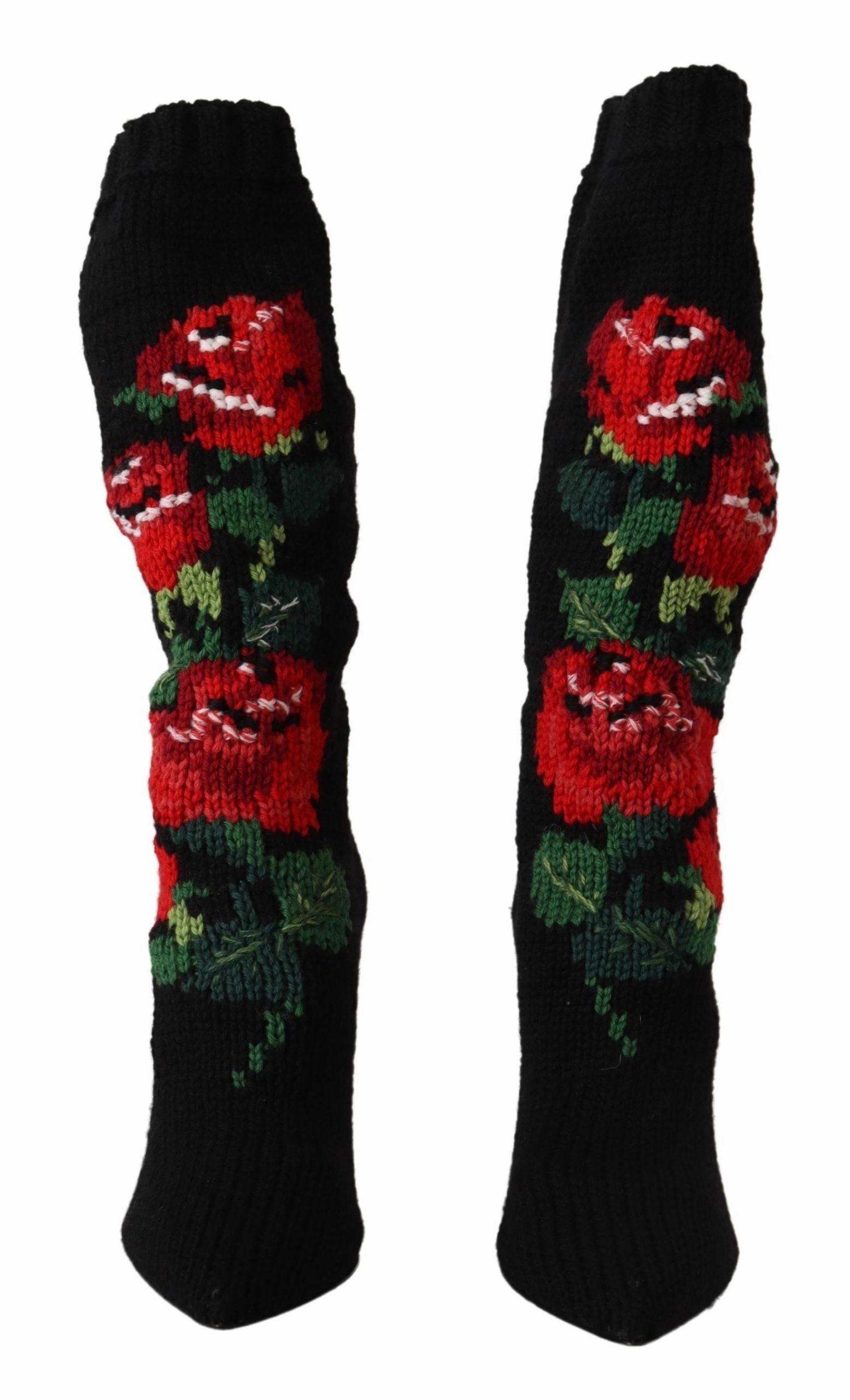 Dolce & Gabbana Elegant Sock Boots with Roses Women's Detail