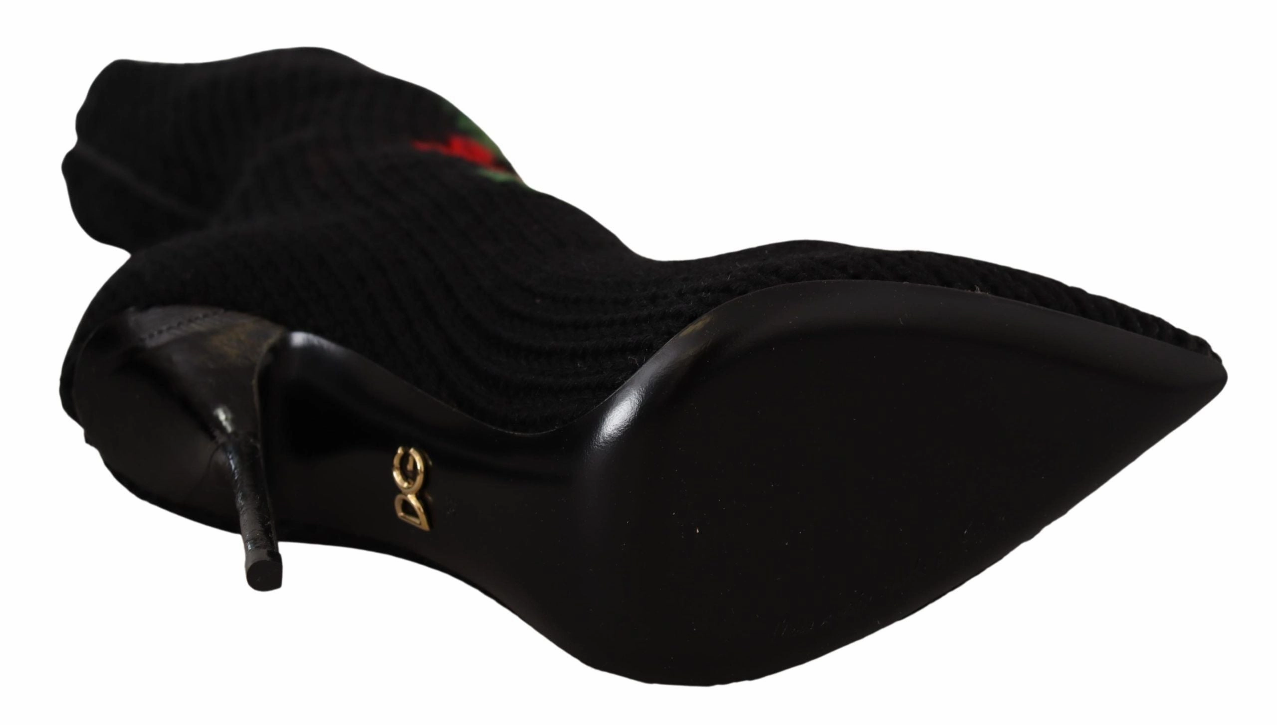 Dolce & Gabbana Elegant Sock Boots with Roses Women's Detail