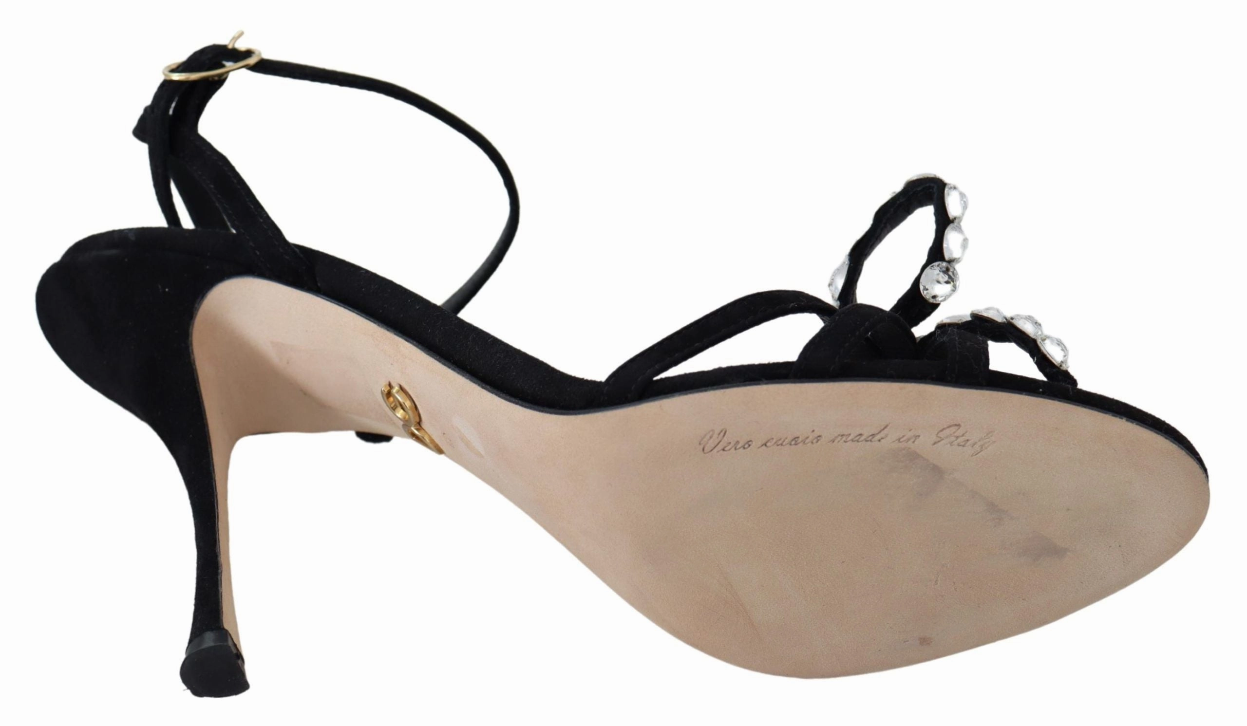 Dolce & Gabbana Elegant Suede High Sandals with Crystal Women's Bows