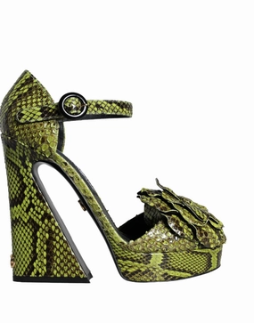 Dolce & Gabbana Exotic Leather Ankle Strap Heels Sandals Women's Shoes Stylish Womens Slides & Sandals