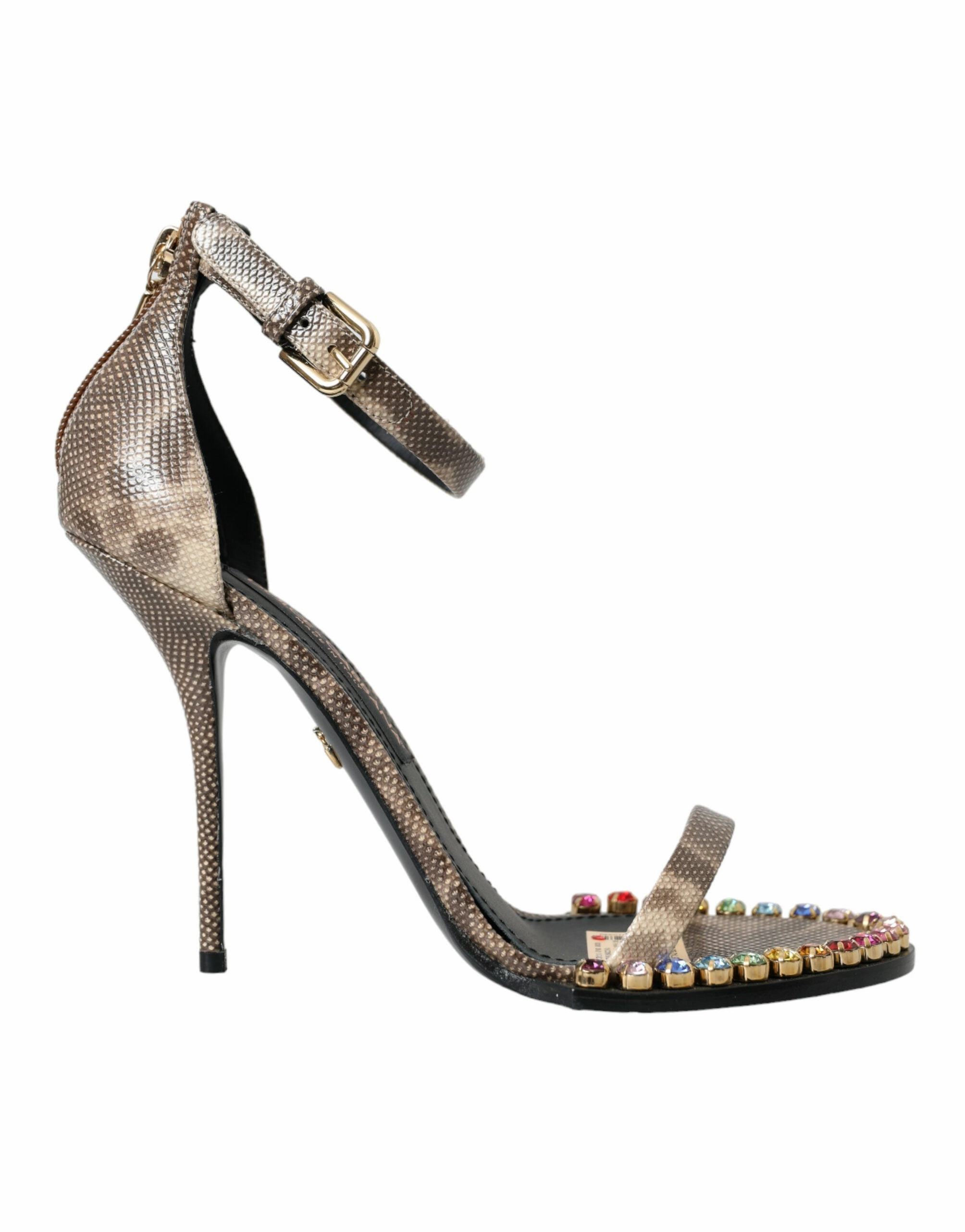 Dolce & Gabbana Exotic Leather Crystal Sandals Women's Shoes Stylish Womens Slides & Sandals