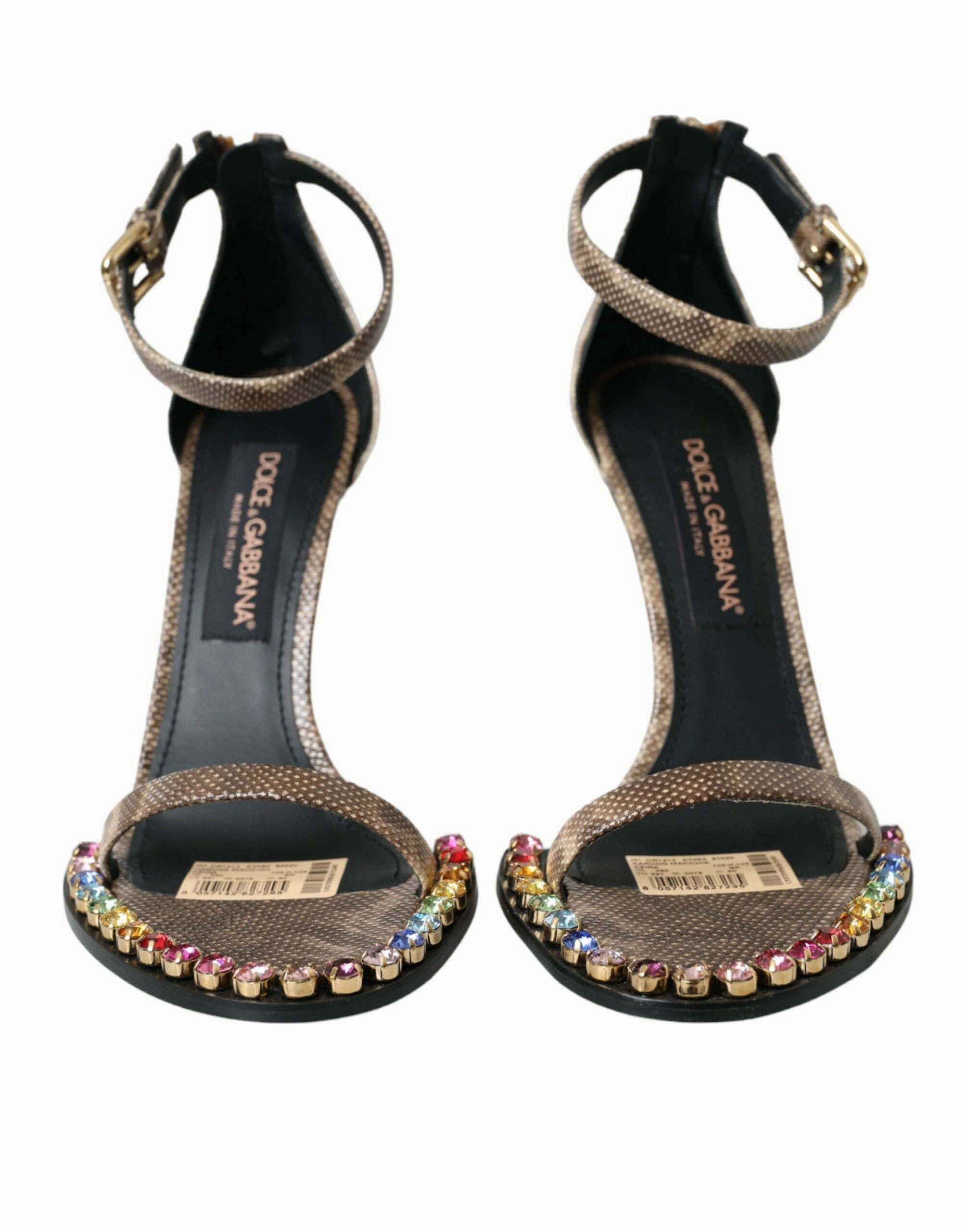 Dolce & Gabbana Exotic Leather Crystal Sandals Women's Shoes
