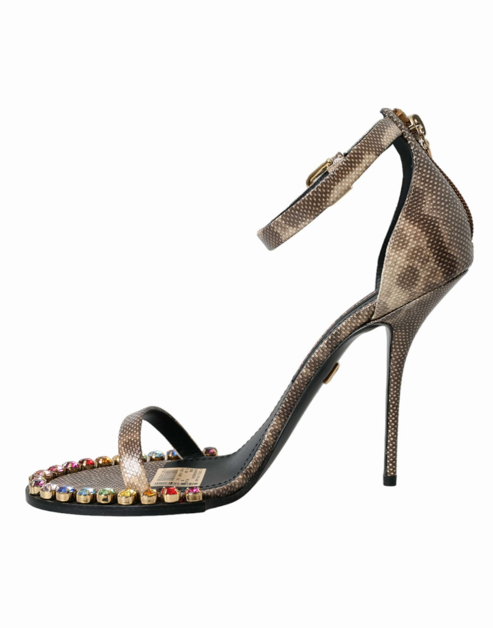 Dolce & Gabbana Exotic Leather Crystal Sandals Women's Shoes