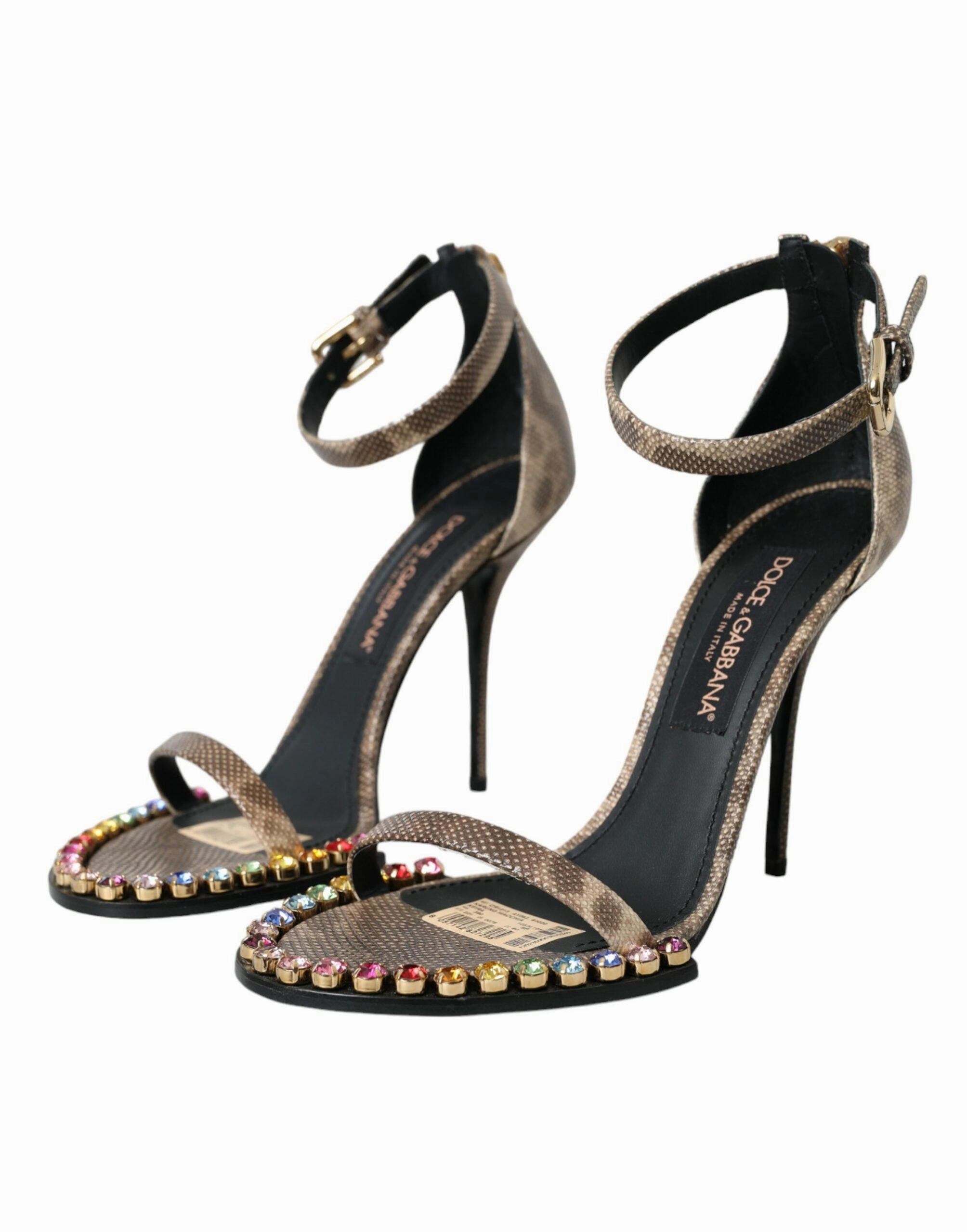 Dolce & Gabbana Exotic Leather Crystal Sandals Women's Shoes