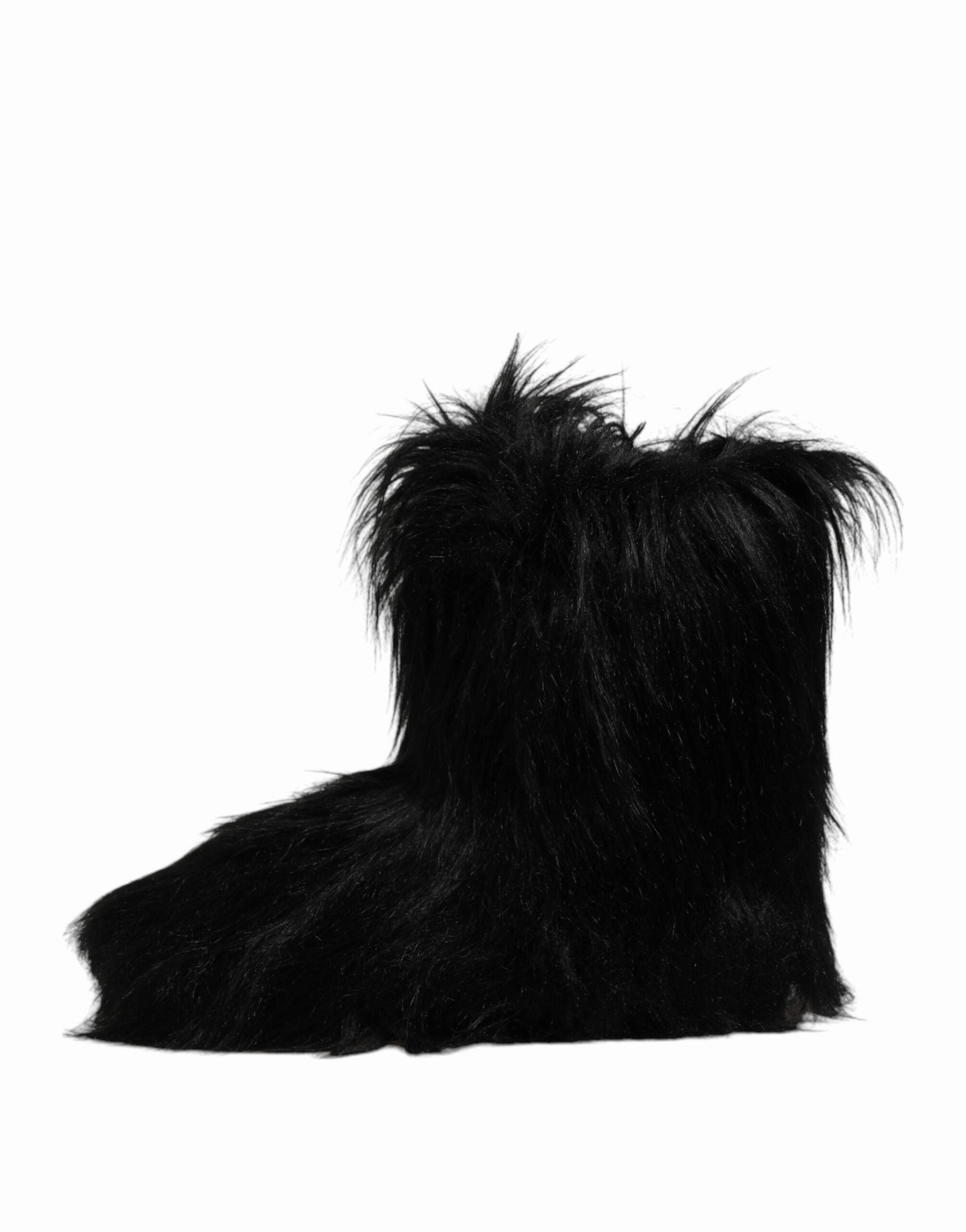 Dolce & Gabbana Faux Fur Mid Calf Boots Men's Shoes
