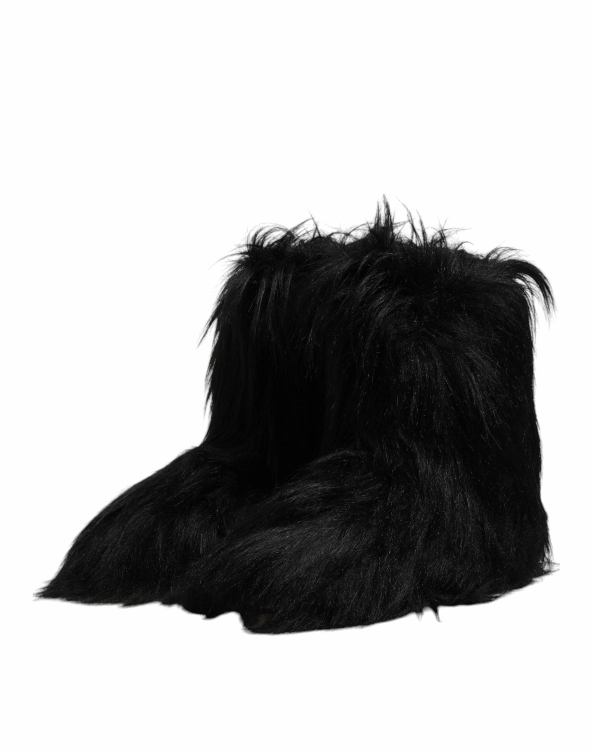 Dolce & Gabbana Faux Fur Mid Calf Boots Men's Shoes