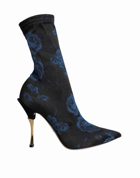 Dolce & Gabbana Floral Stretch Mid Calf Boots Women's Shoes Promo on Womens Fashionable Boots